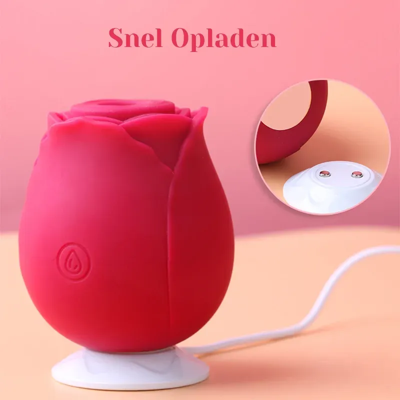10 Zuig- en Vibrerende Clitorisstimulator Rose Vibrator