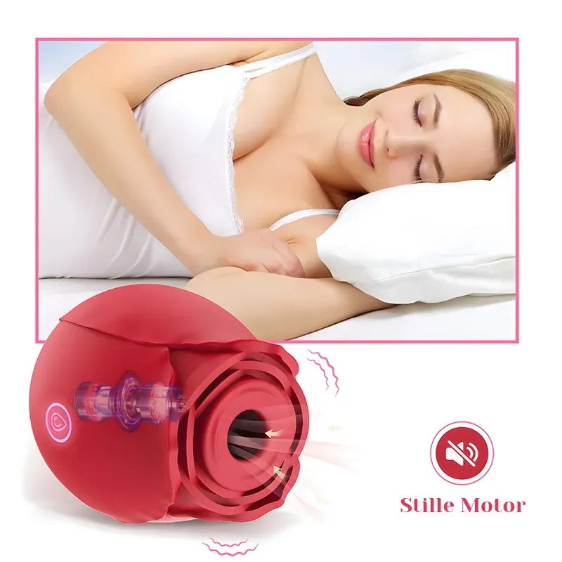10 Zuig- en Vibrerende Clitorisstimulator Rose Vibrator