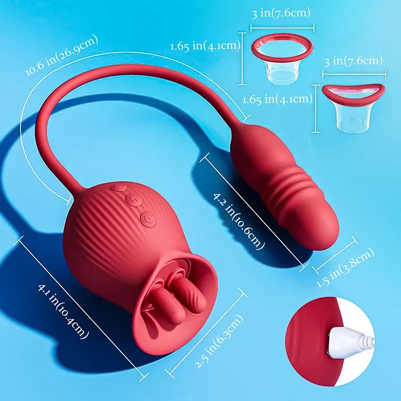 2 In1 Clitoris Zuigende Roze Vibrator Met Uitschuifbare Staf