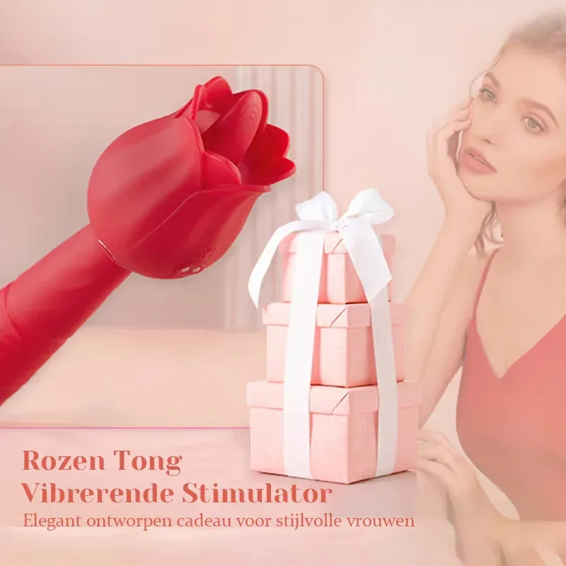 5 Stuwende & Vibrerende 7 Tong Likkende Roze Vibrator Laag Geluid