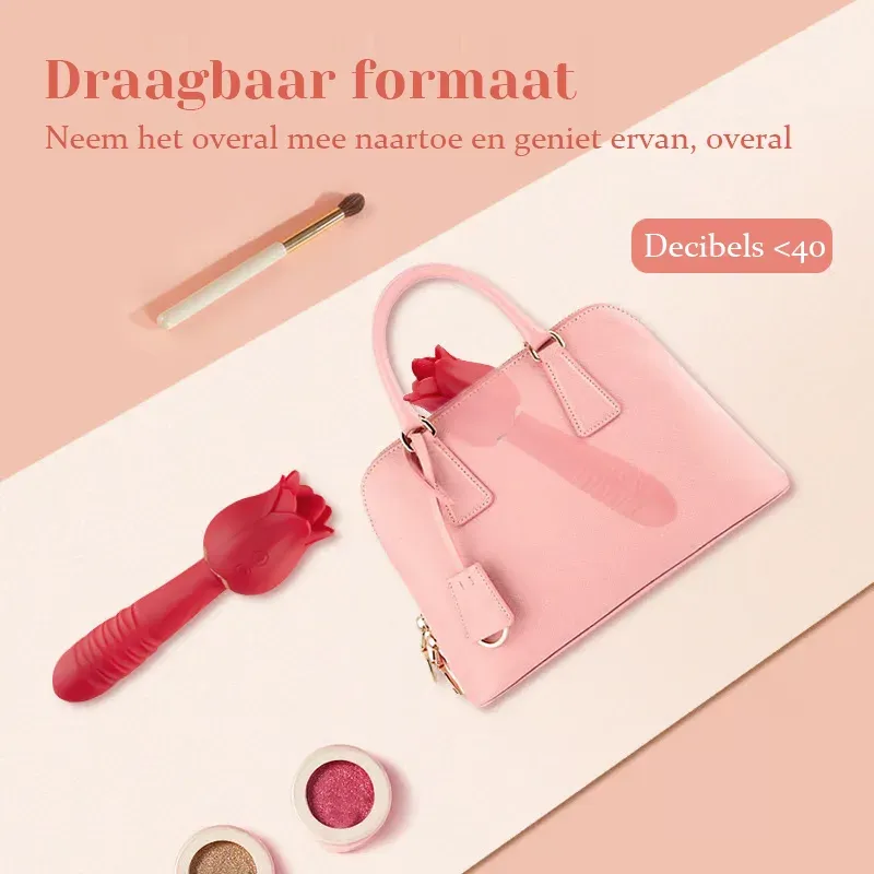 5 Stuwende & Vibrerende 7 Tong Likkende Roze Vibrator Laag Geluid