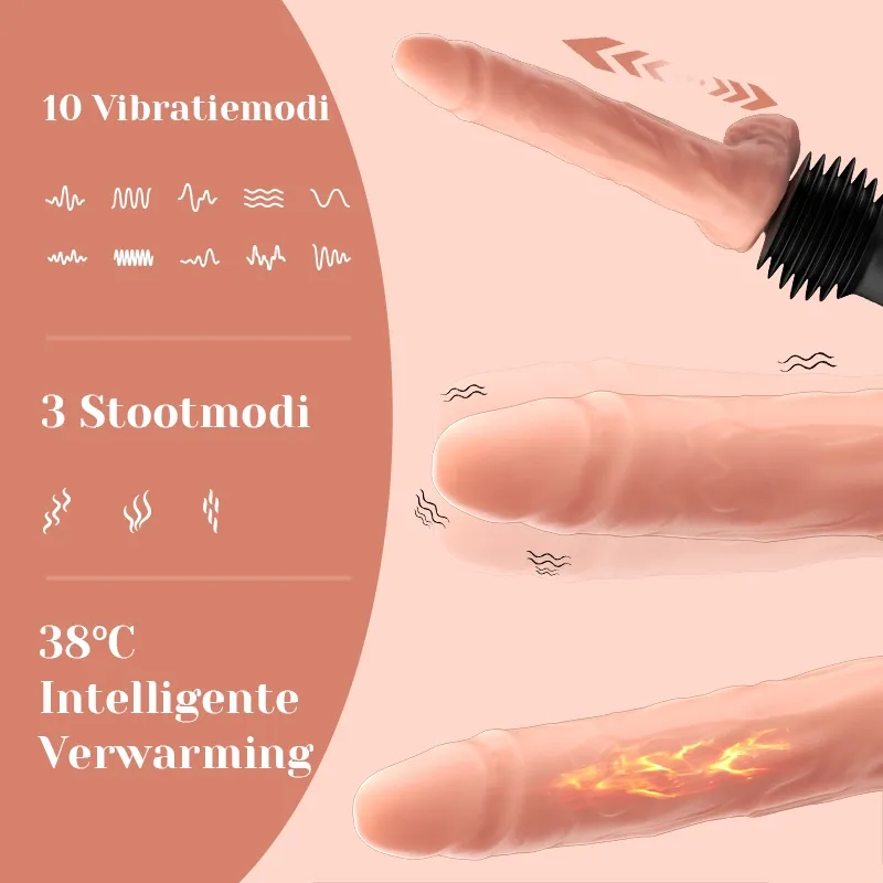 6-in-1 Stotende Verwarmde Seksmachine met Realistische Dildo