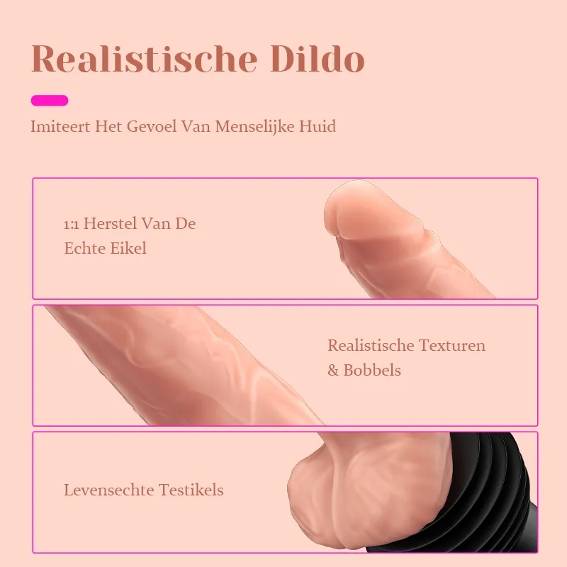 6-in-1 Stotende Verwarmde Seksmachine met Realistische Dildo