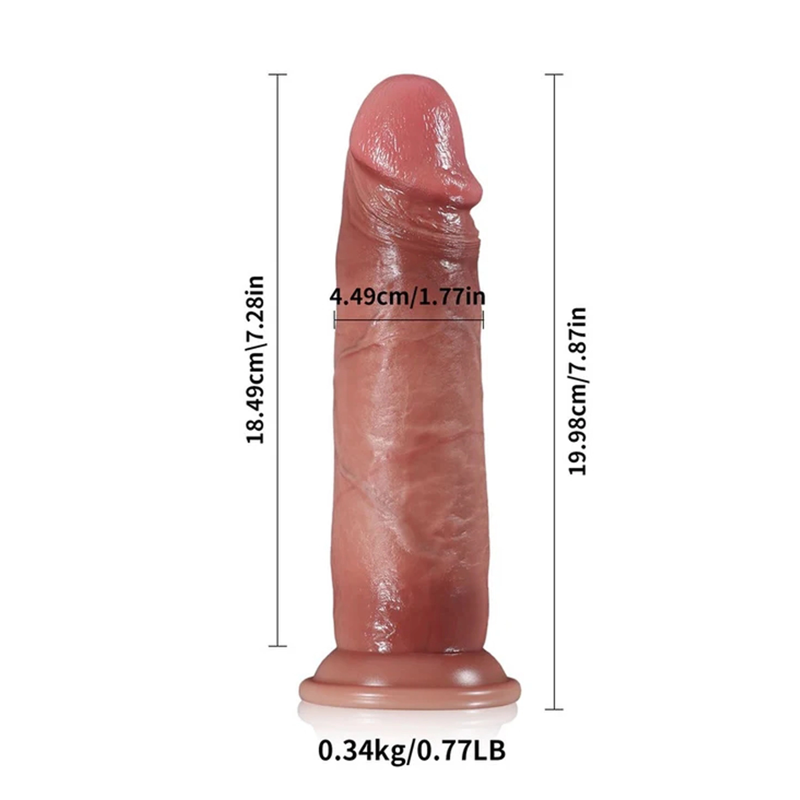 Siliconen Anal Realistisch Moving Dildo met Zuignap 19.98cm