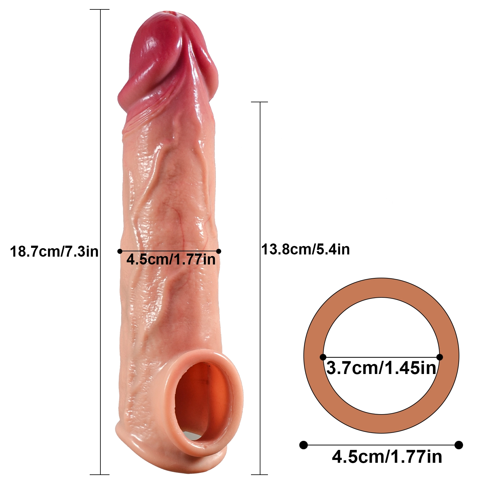 Siliconen Dildo Penis Mouw Verlenger 18.7cm