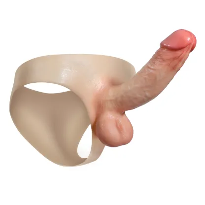 Siliconen Holle Voorbind Dildo Met Ballen