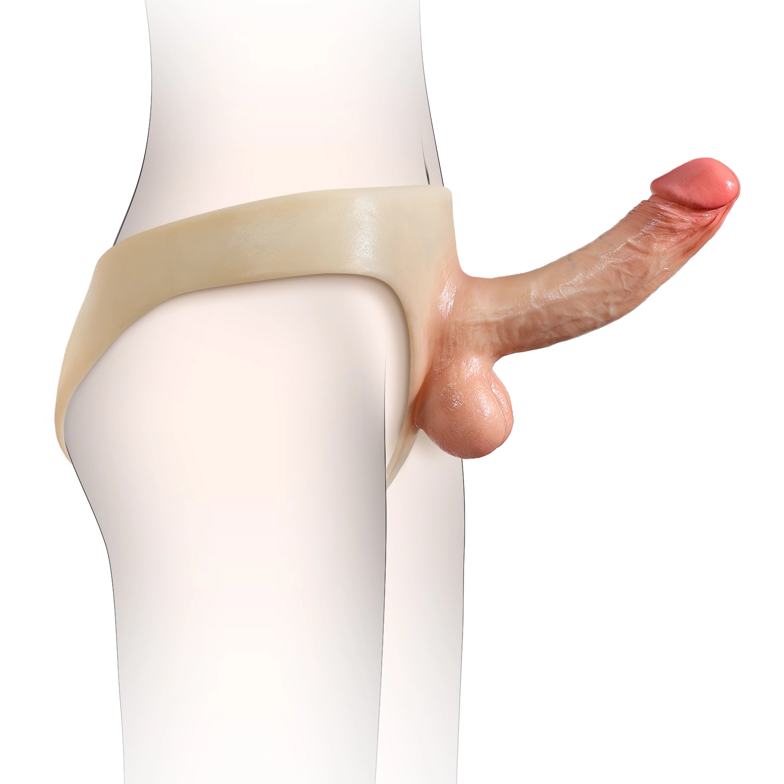 Siliconen Holle Voorbind Dildo Met Ballen