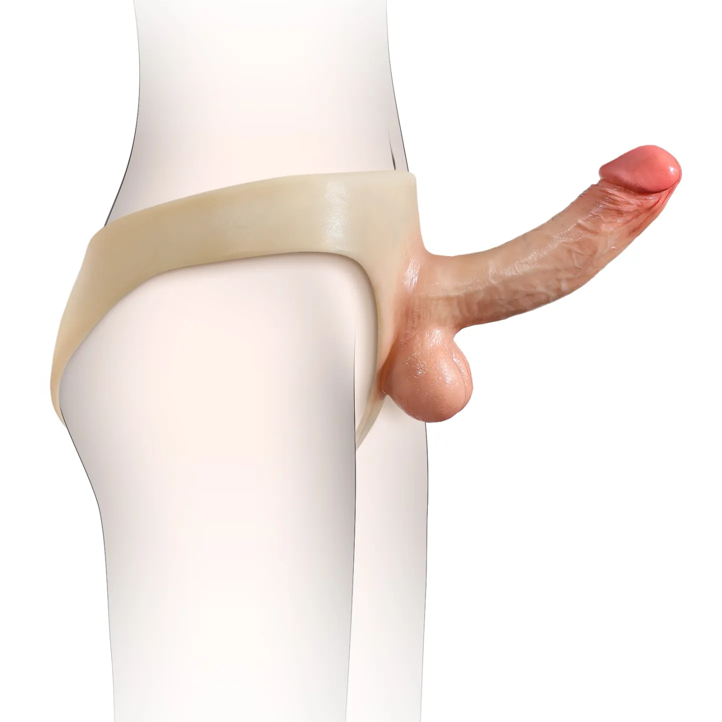 Siliconen Holle Voorbind Dildo Met Ballen
