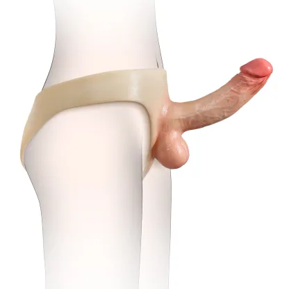 Siliconen Holle Voorbind Dildo Met Ballen