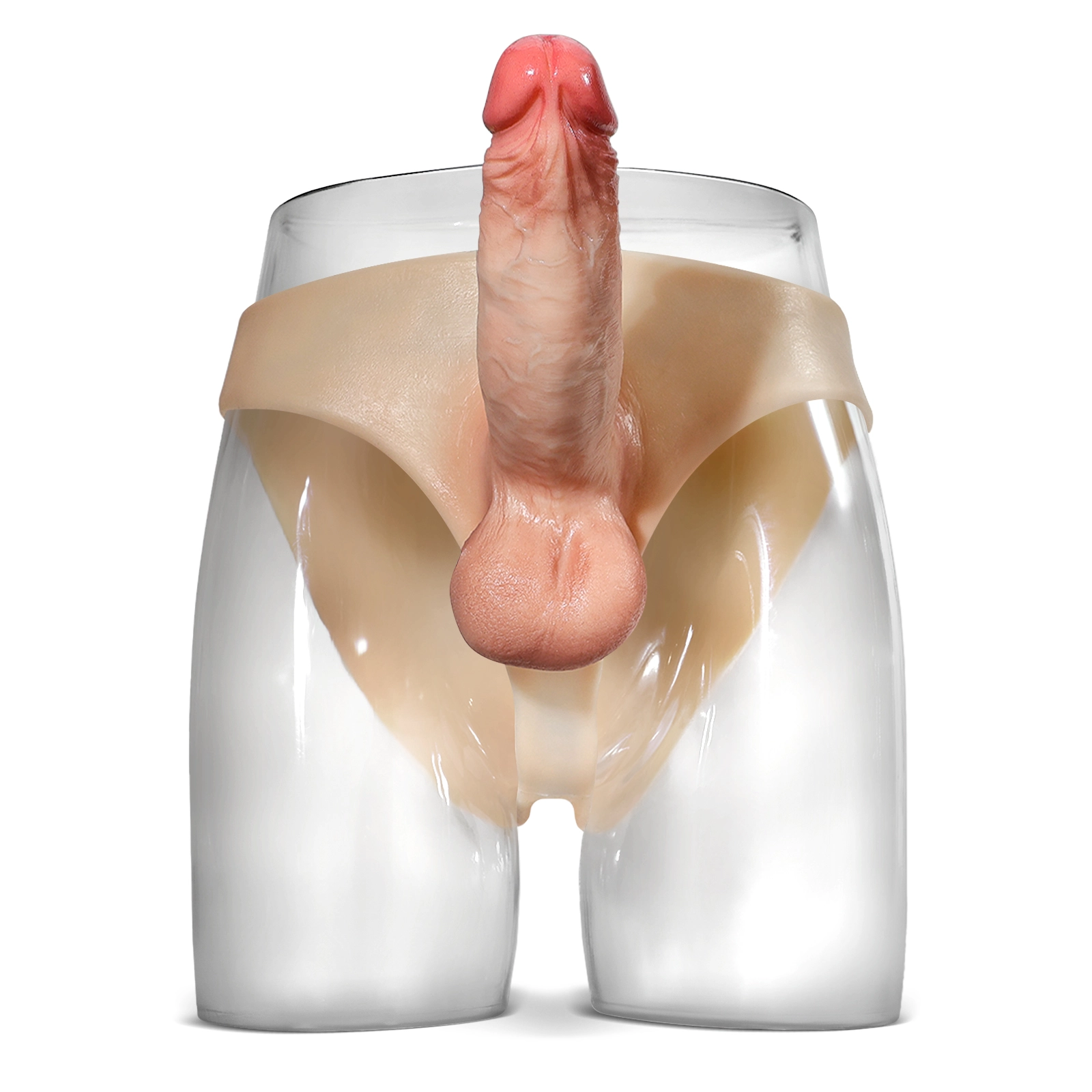 Siliconen Holle Voorbind Dildo Met Ballen