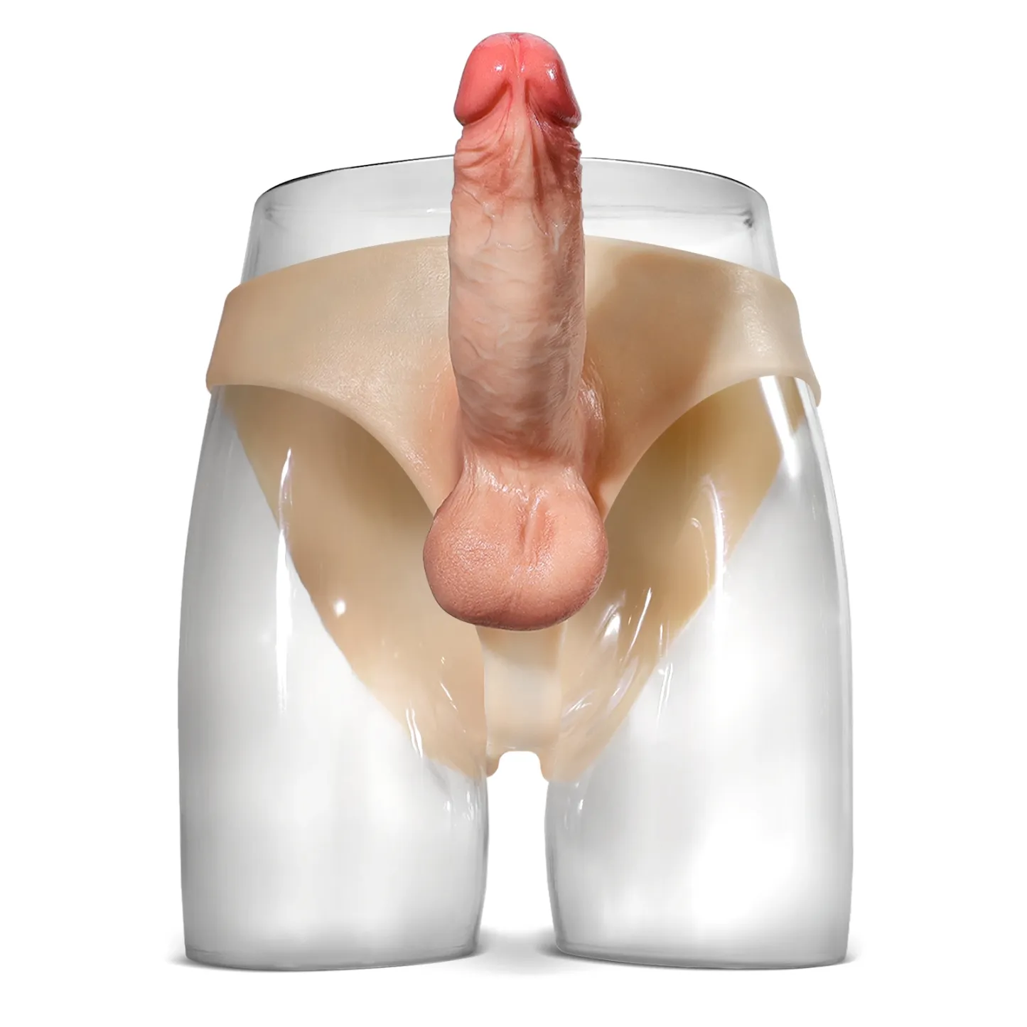 Siliconen Holle Voorbind Dildo Met Ballen