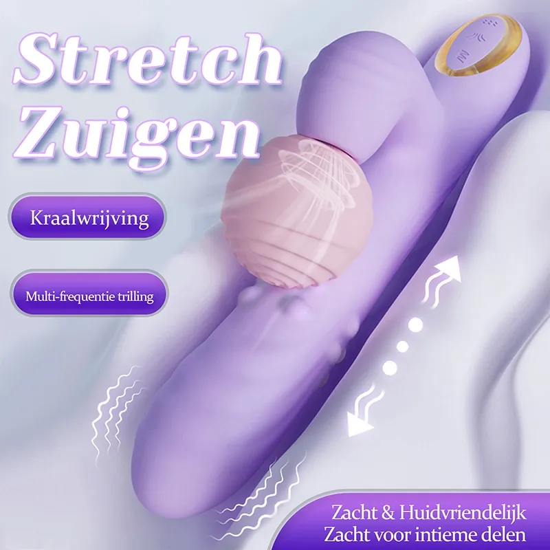 3 In 1 Zuig Rotatie Siliconen Stotende Vibrator
