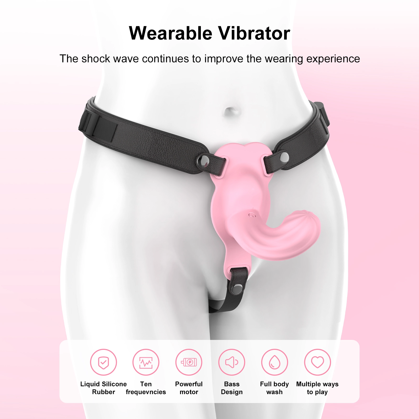 Strap-on G Spot Trillende Dildo 16.55cm