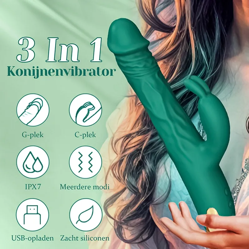 3 In 1 Krachtige Vibrerende Thrusting Vibrator