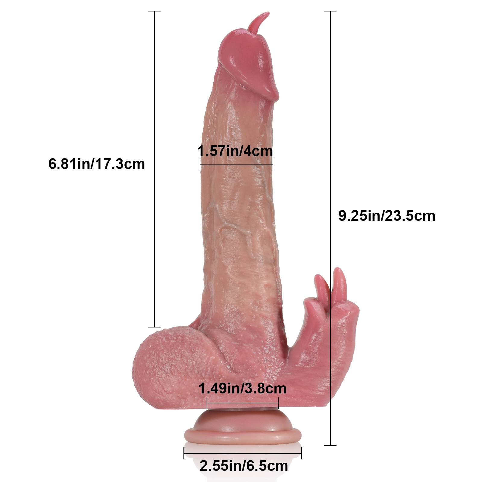 Trillende Rabbit Dildo Met Afstandsbediening 17.3cm