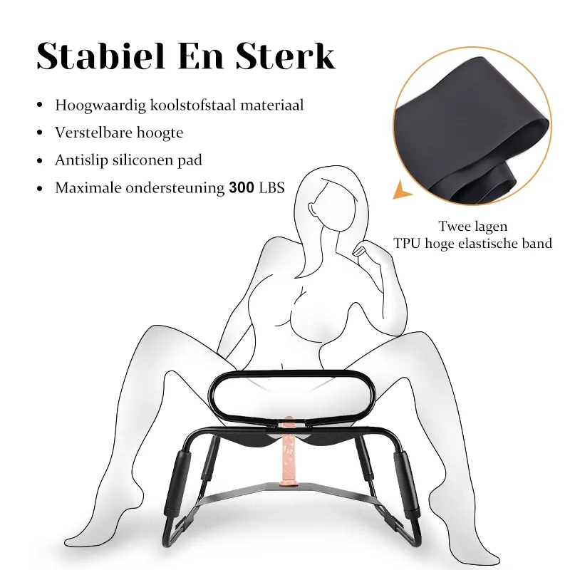 Verstelbare Hoogte Seksstoel met Armleuningen & Dildo