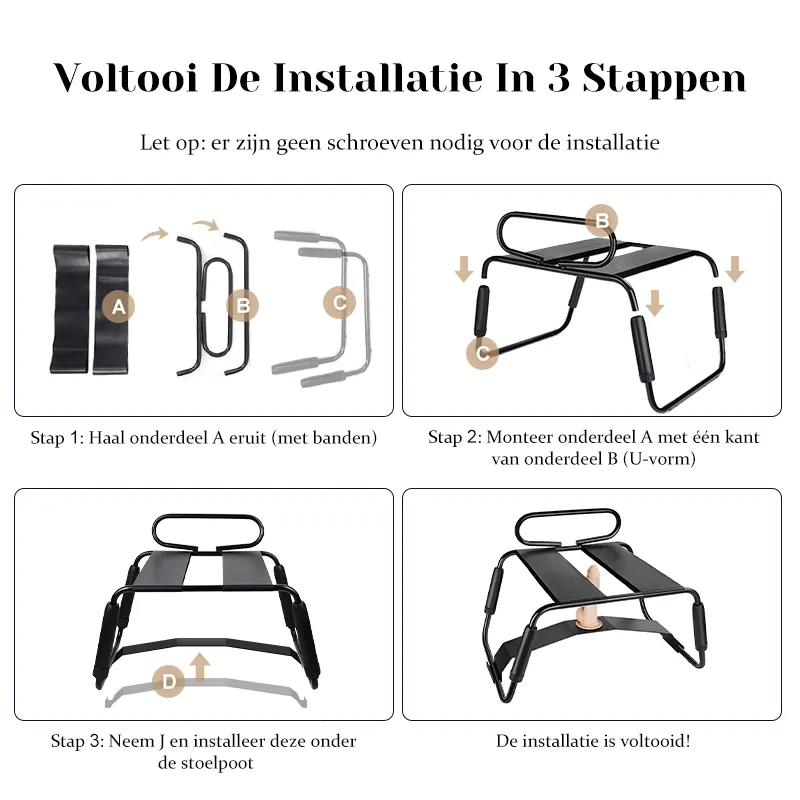 Verstelbare Hoogte Seksstoel met Armleuningen & Dildo