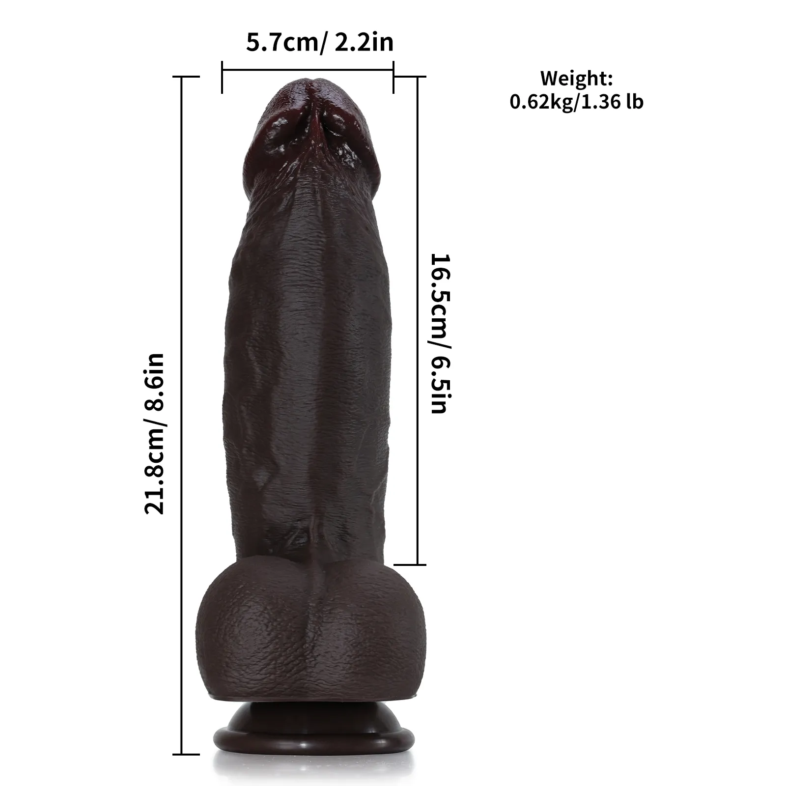 Zwart Vibrerende Realistische Stotende Dildo 21.8cm