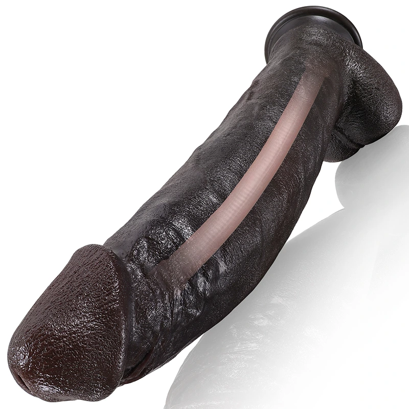 Zwart Zuignap Siliconen Realistic Dildo 30.48cm