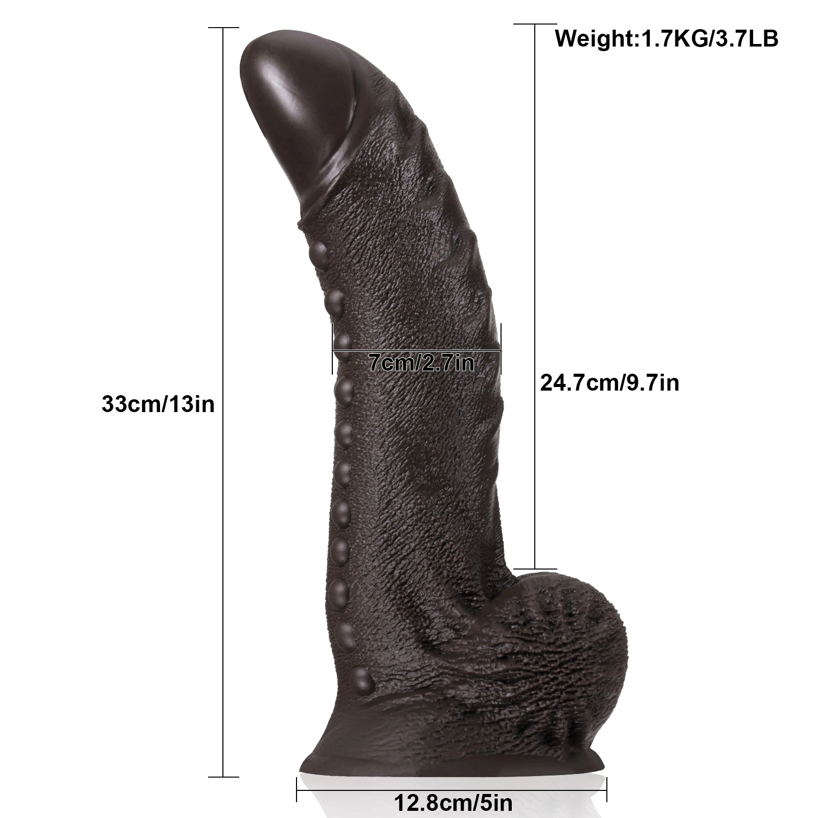 Zwarte Dikke Long Siliconen Dildo 33cm