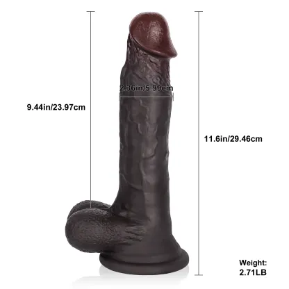 Zwarte Grote Silicone Dildo met Zuignap 29.46cm