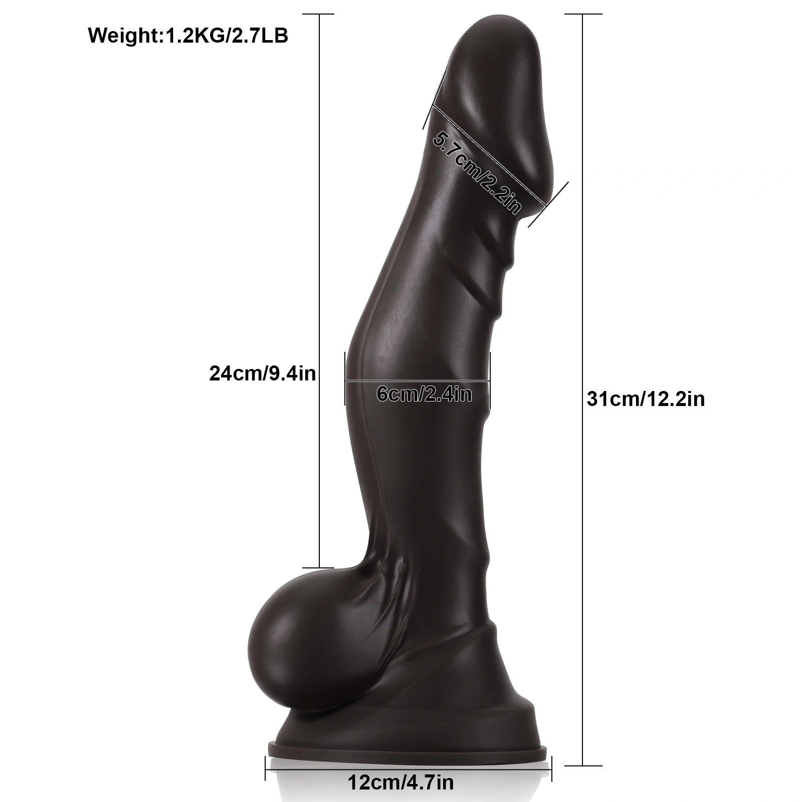 Zwarte Long Siliconen Dildo Met Zuignap 31cm