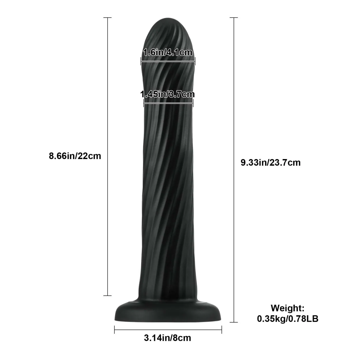 Zwarte Remote Trillende Anale Dildo Met Zuignap Mount 23.7cm