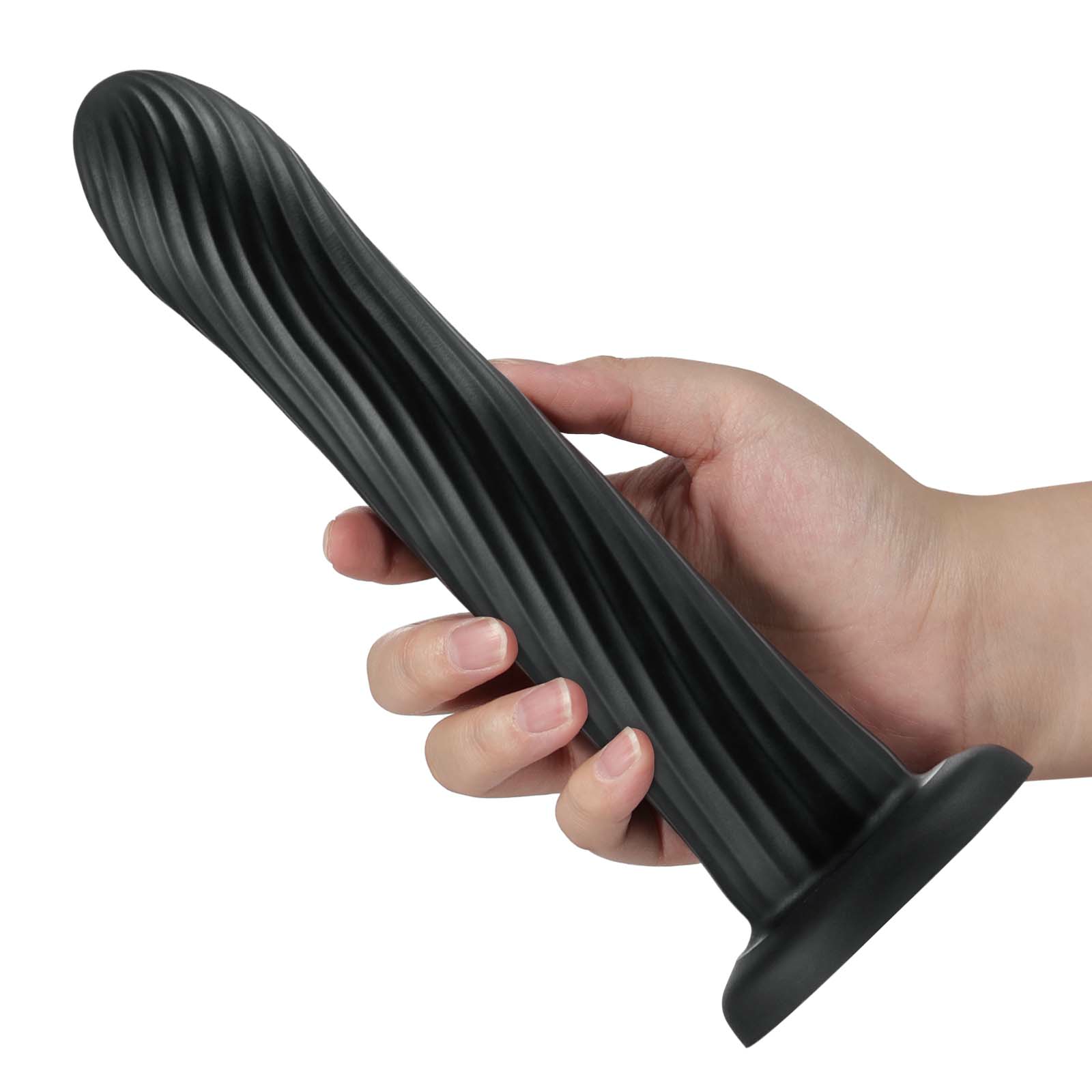 Zwarte Remote Trillende Anale Dildo Met Zuignap Mount 23.7cm