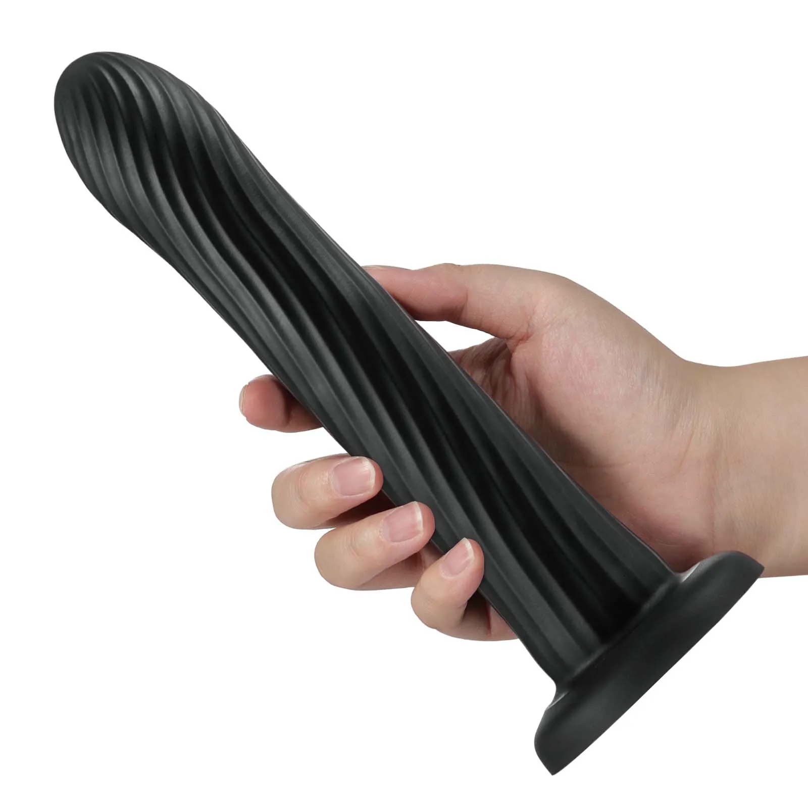 Zwarte Remote Trillende Anale Dildo Met Zuignap Mount 23.7cm