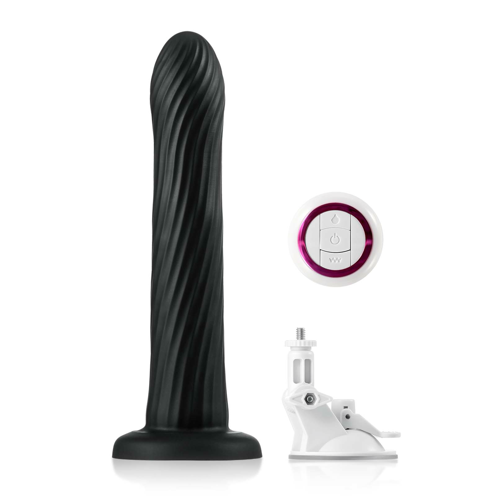 Zwarte Remote Trillende Anale Dildo Met Zuignap Mount 23.7cm