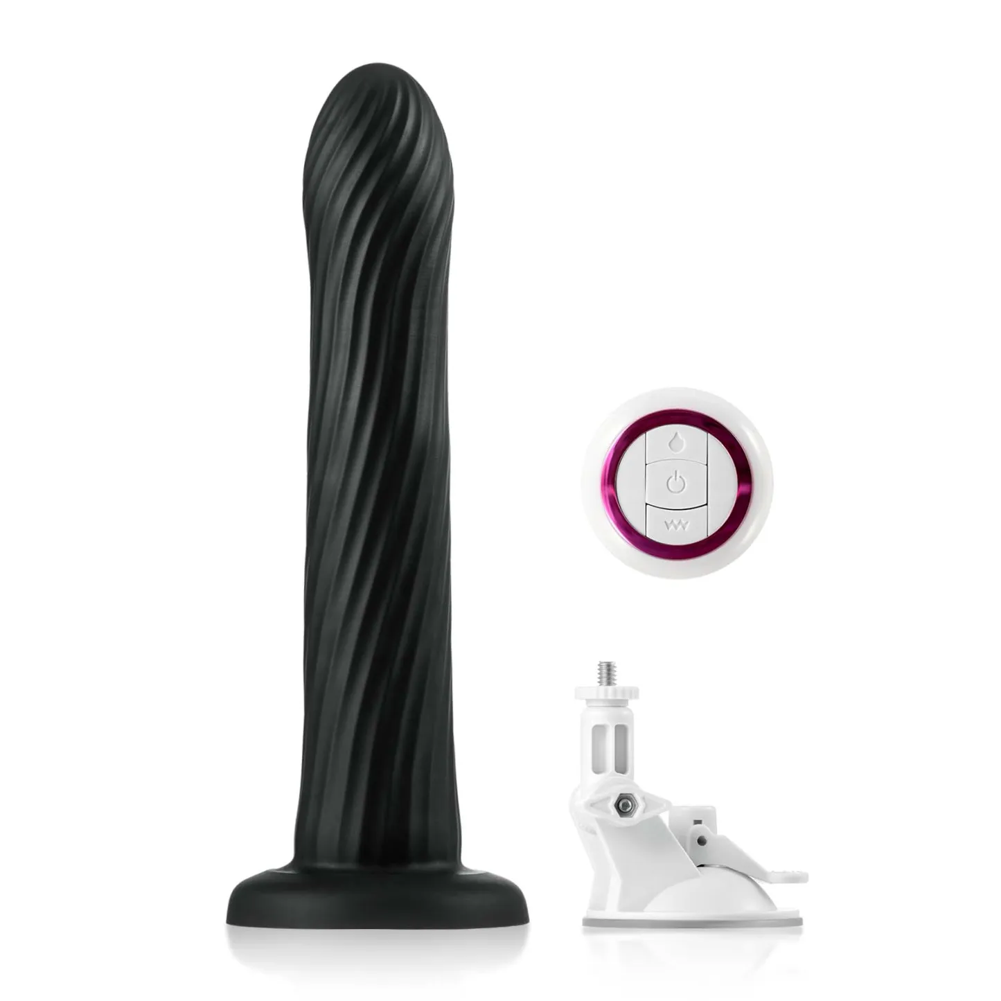 Zwarte Remote Trillende Anale Dildo Met Zuignap Mount 23.7cm