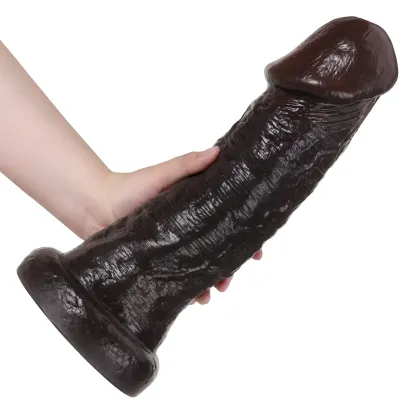 Zwarte Reuze Thick Lange Levensechte Zuignap Dildo 32.5cm
