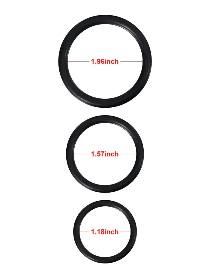 Zwarte Voorbind Dildo met 3 Maten Ringen