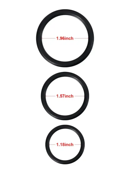 Zwarte Voorbind Dildo met 3 Maten Ringen