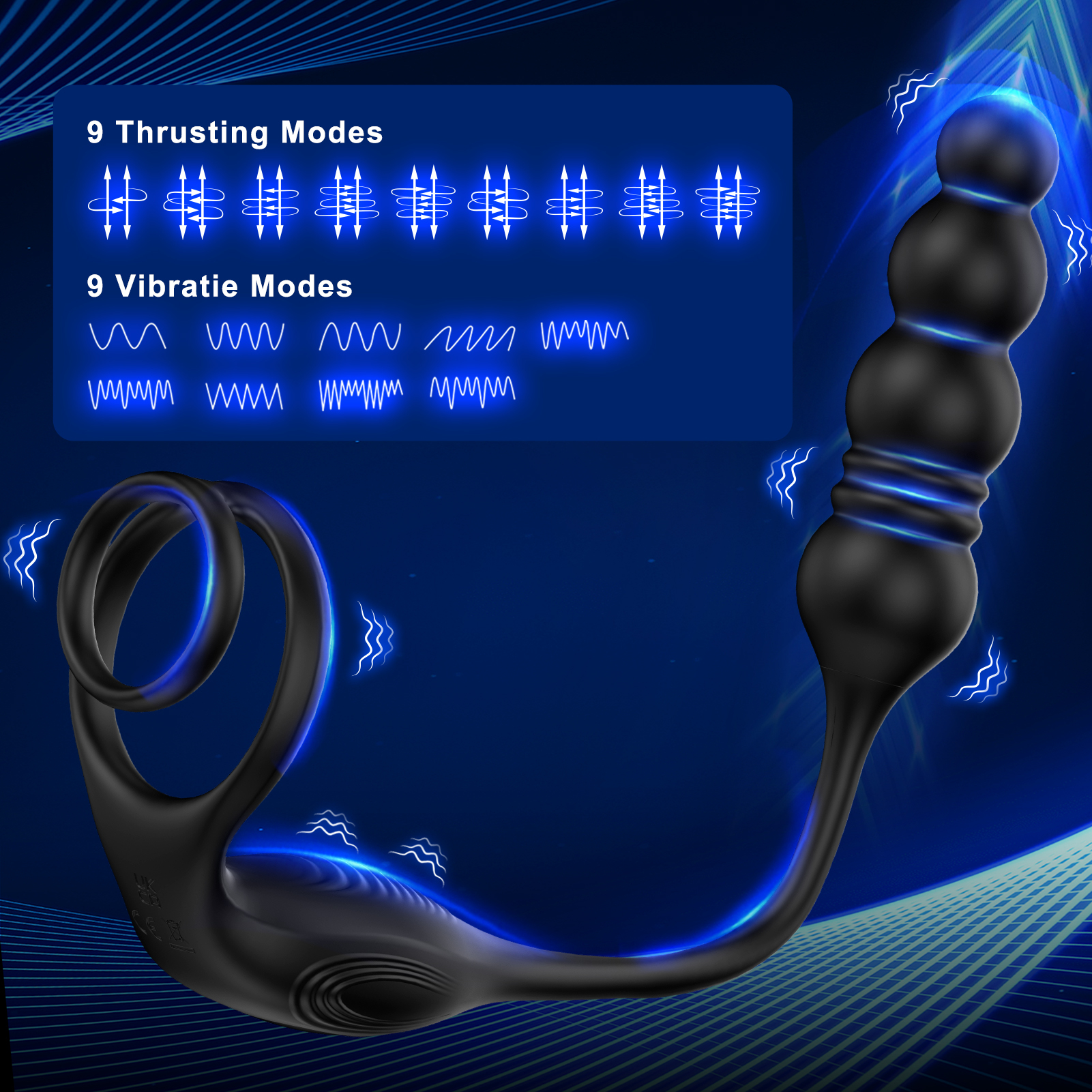 3-in-1 Anale Kralen met Vibrerende Massage Ring