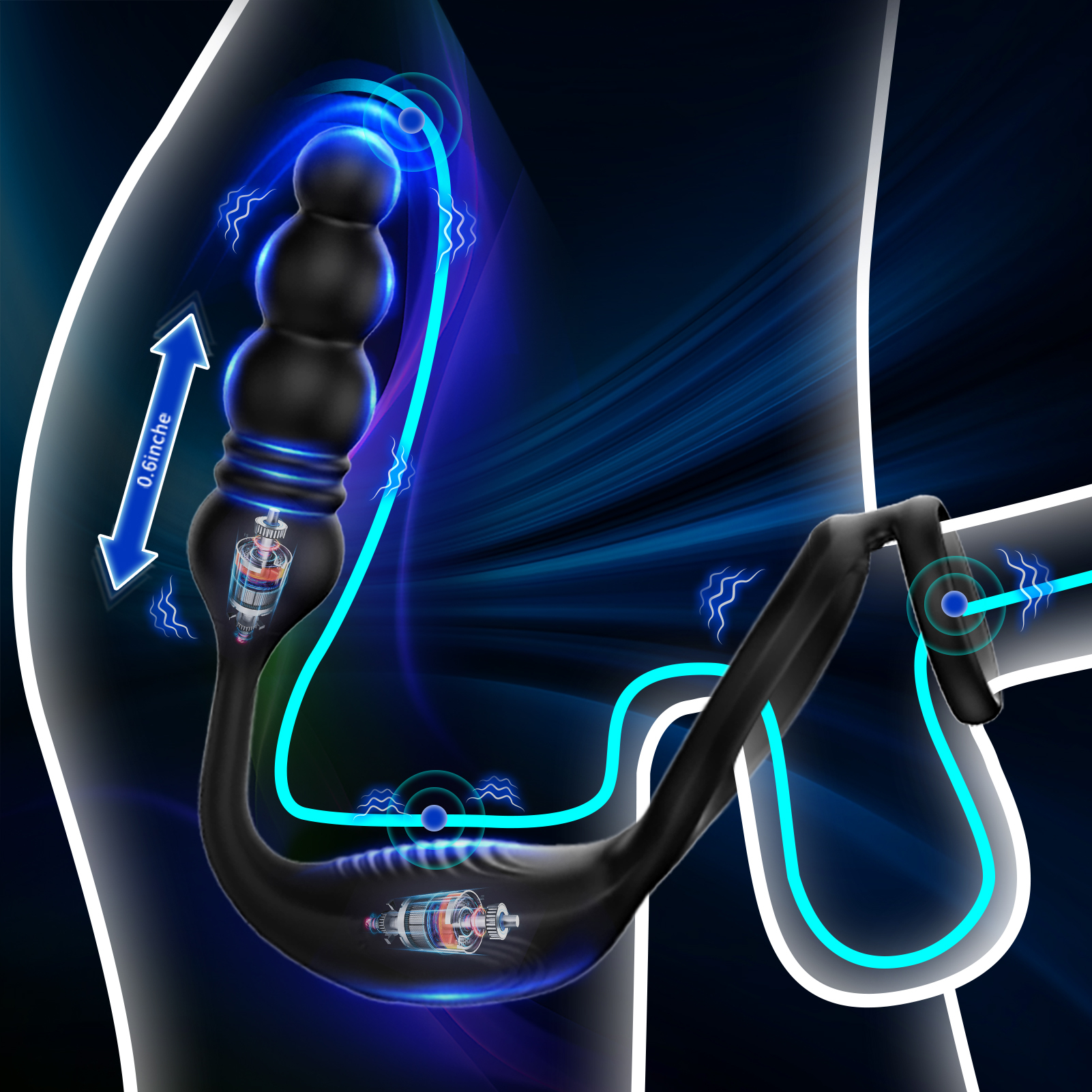 3-in-1 Anale Kralen met Vibrerende Massage Ring