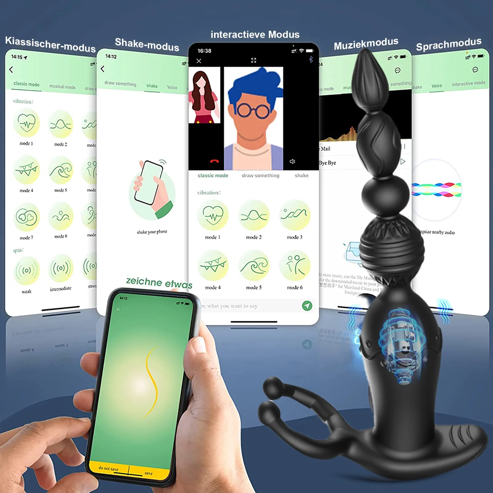 3-in-1 Multifunctionele Anale Kralen met APP Interactie