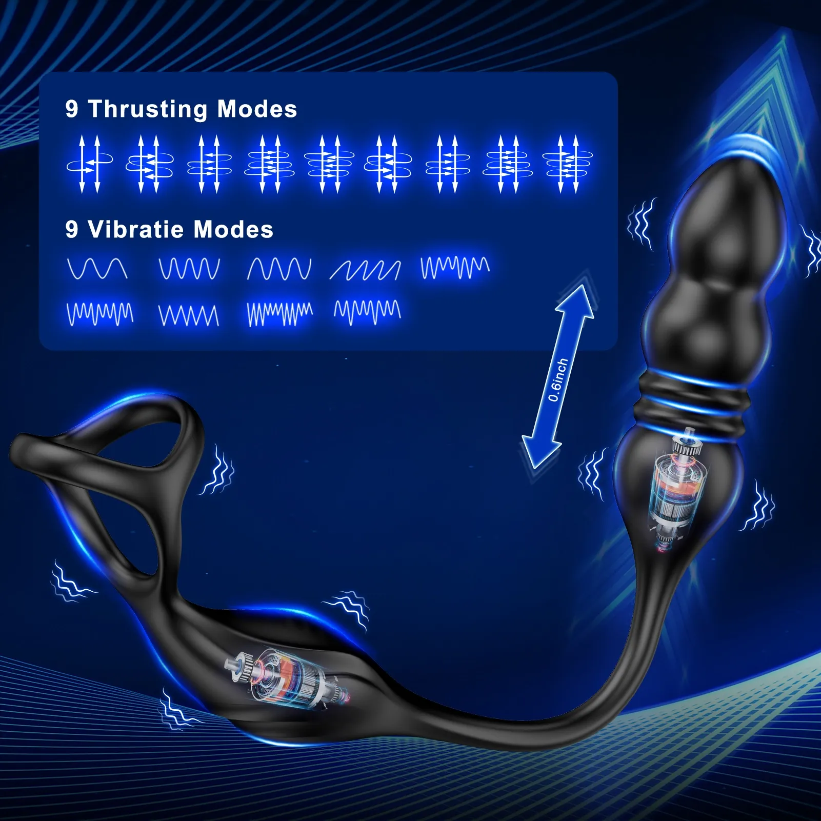 9 Trillingsmodi Anale Kralen Massager voor Mannen