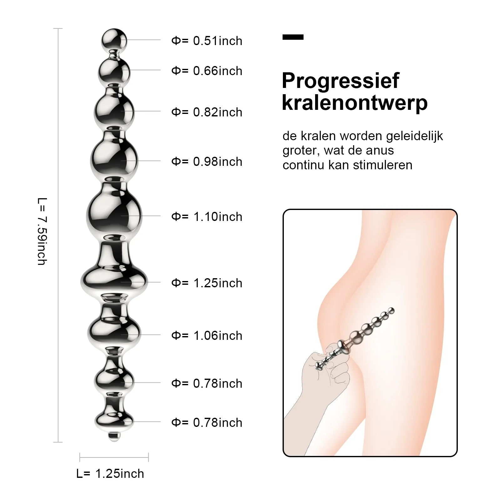 Metalen Anale Trainer Buttplug voor Beginners