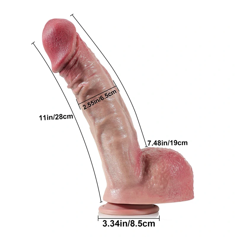 Levensechte dubbele laag siliconen dikke dildo met kiel 11 inch