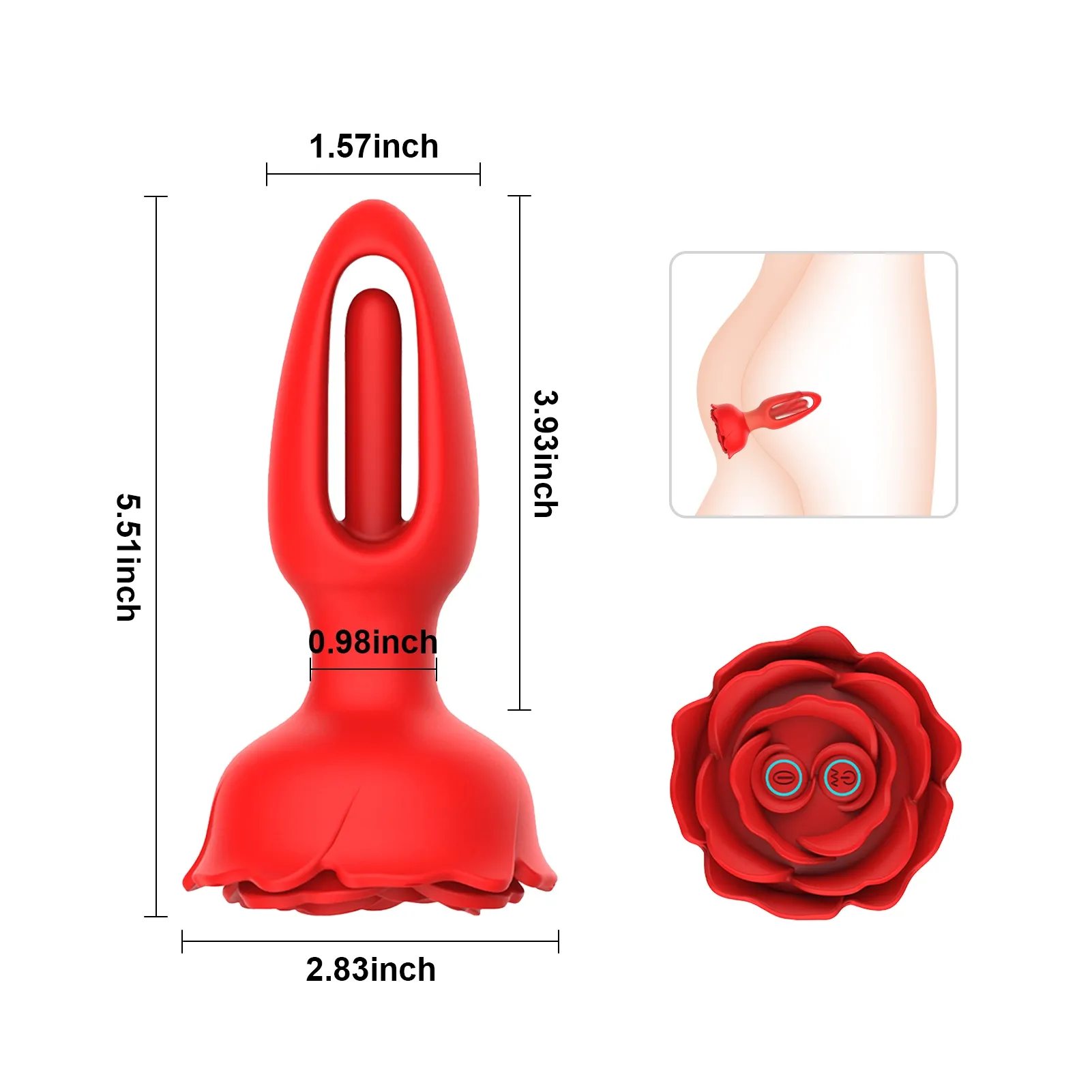 9 Trillings- & Klopmodi Afstandsbediening Rozen Buttplug