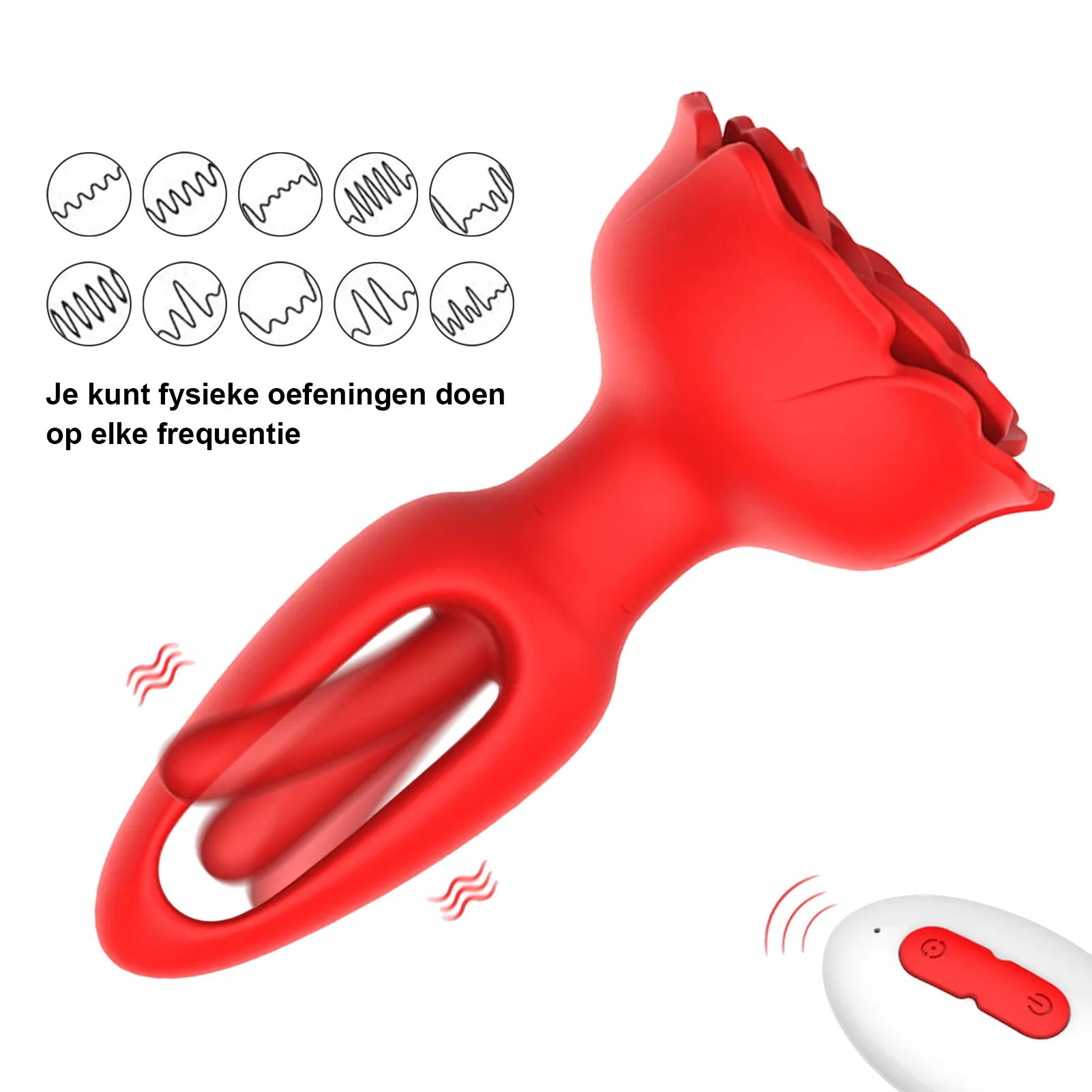 9 Trillings- & Klopmodi Afstandsbediening Rozen Buttplug