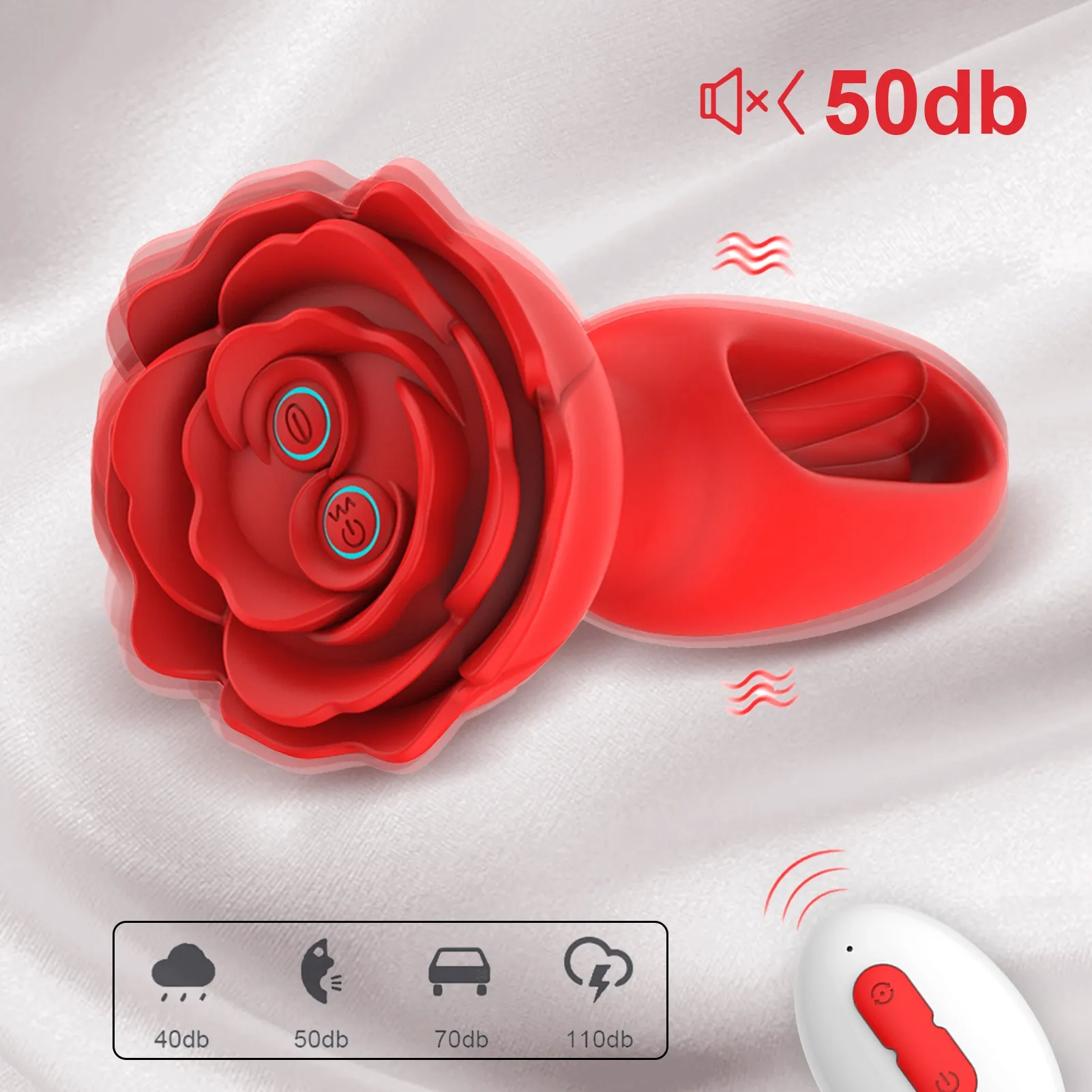 9 Trillings- & Klopmodi Afstandsbediening Rozen Buttplug