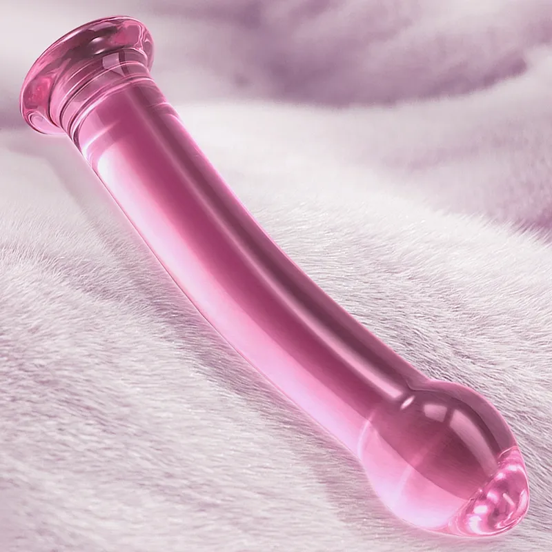 6.96 Inch Smooth Curved Crystal Glass Dildo