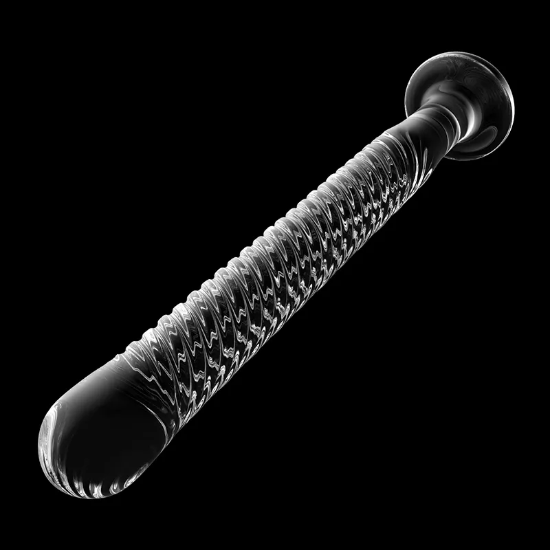 7,48 Inch Transparante Glazen Dildo met Spiraaltextuur
