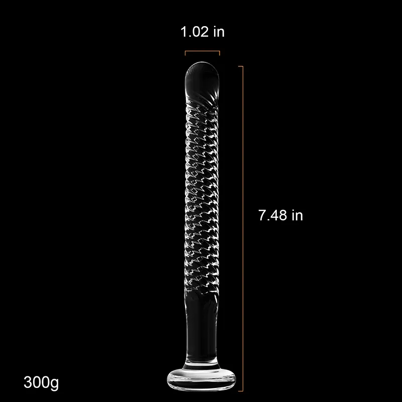 7,48 Inch Transparante Glazen Dildo met Spiraaltextuur