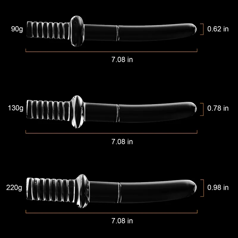 3-delige Set Transparante Glazen Handvat Dildo