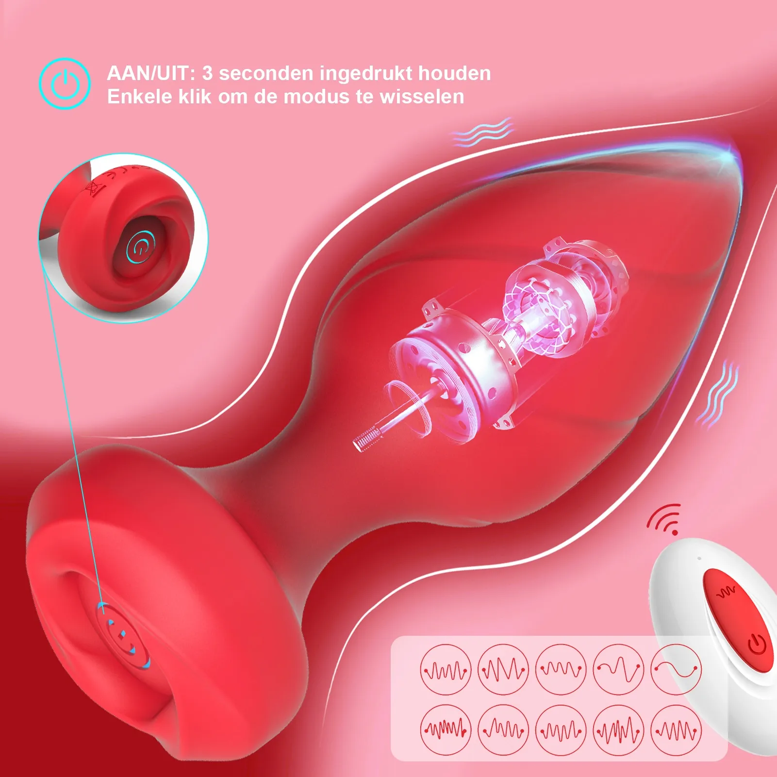 4-delige Buttplug Set met Afstandsbediening en 10 Trillingsmodi