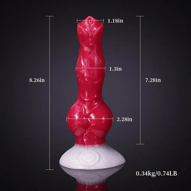 8,26 Inch Vloeibare Siliconen Dikke Knoop Honden-Dildo