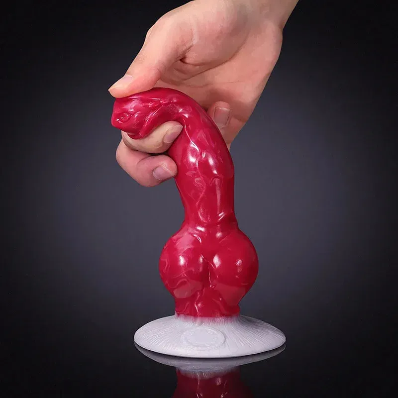 8,26 Inch Vloeibare Siliconen Dikke Knoop Honden-Dildo